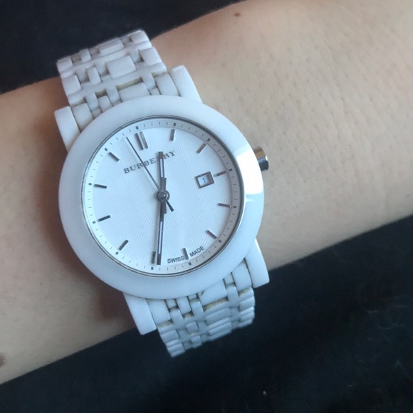 burberry ceramic watch white